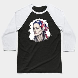 Portrait of Angelina Jolie, 4th of July Patriotic Baseball T-Shirt